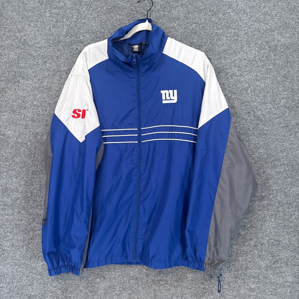 NY Giants Reebok Windbreaker Jacket Mens XL Blue SI Colorblock NFL Football Gear